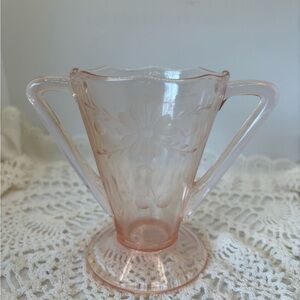 Vintage Pink Glass Sugar Bowl